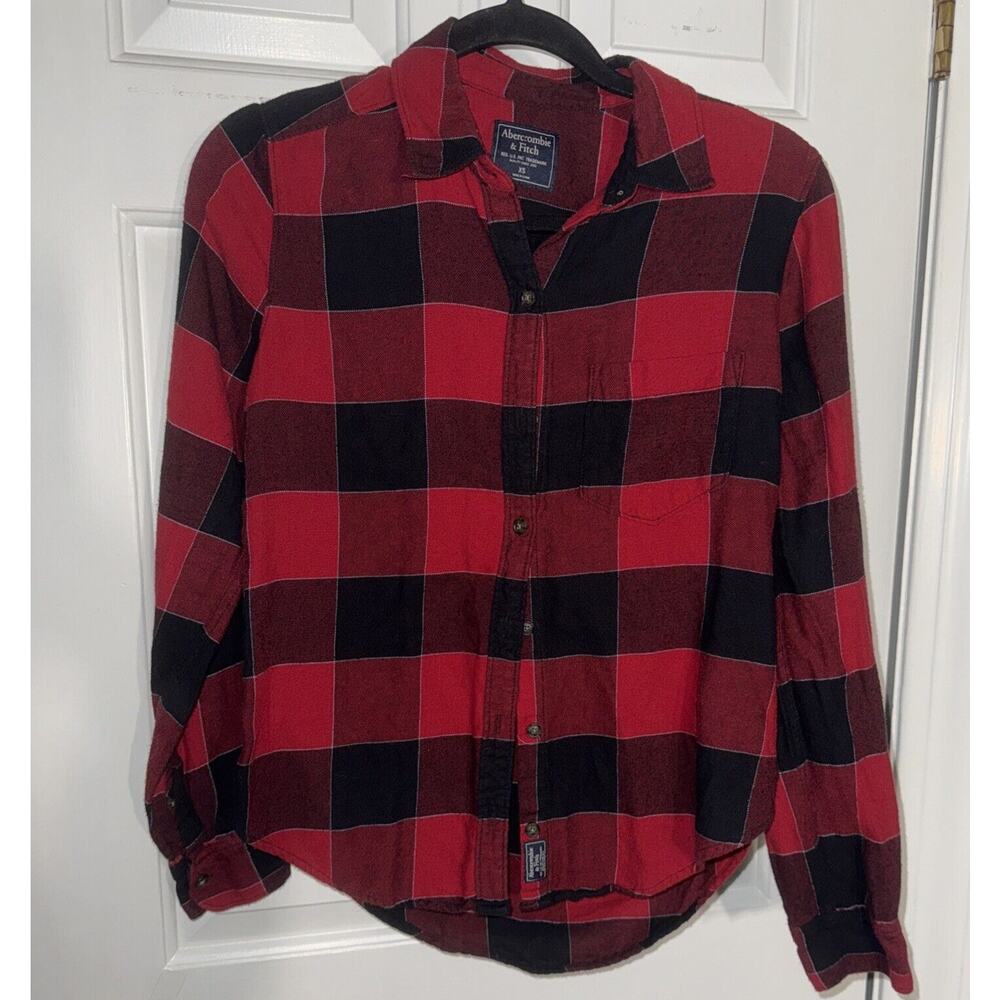 Abercrombie & Fitch Women’s XS Red Black Buffalo Plaid Flannel Button Down
